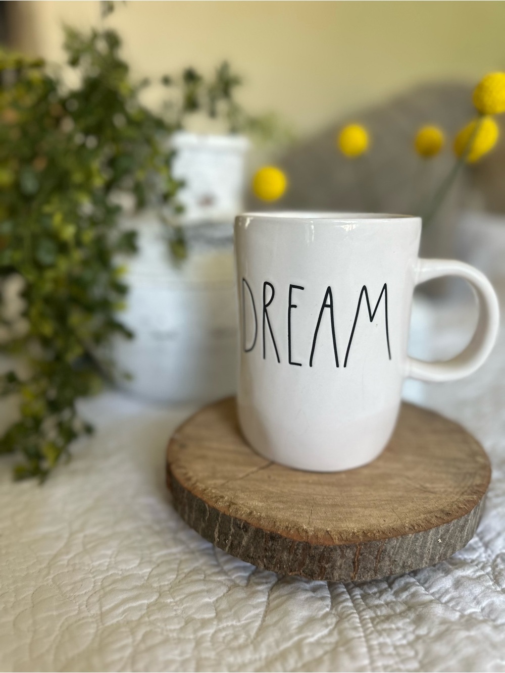 Rae Dunn White 'DREAM' Ceramic Mug